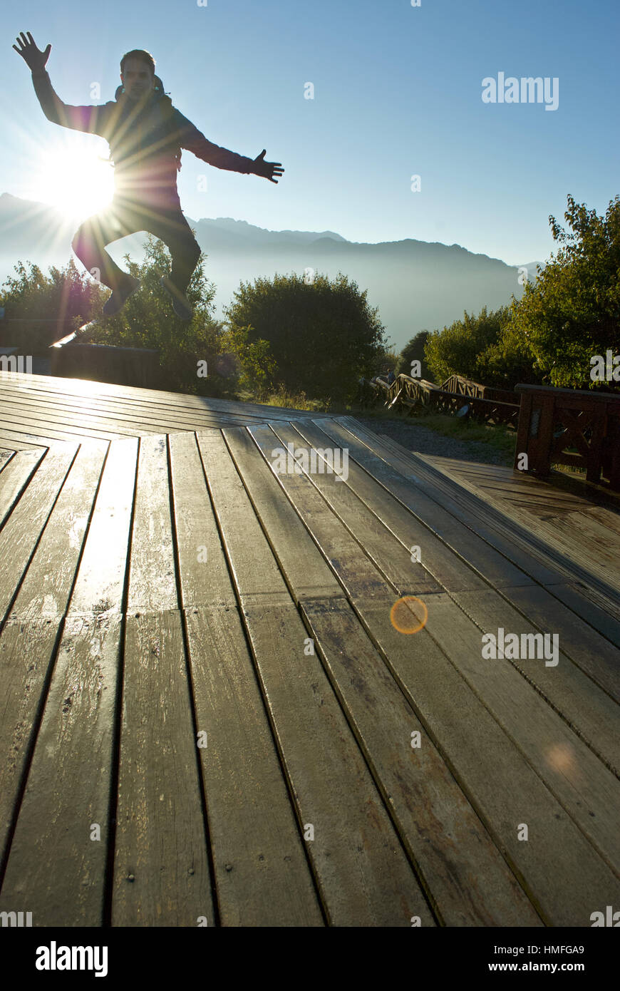 Silhouette jumping for joy hi-res stock photography and images - Alamy