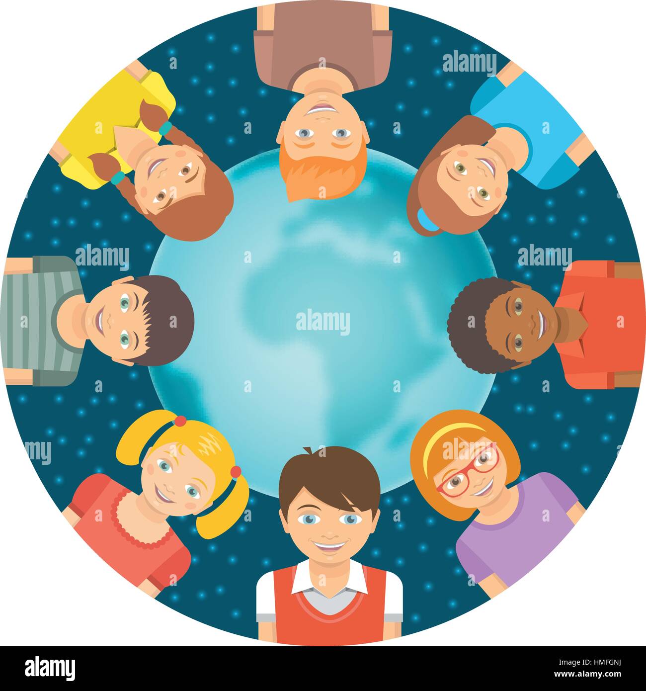 Different Races Children Vector Flat vector conceptual illustration of children of different races ...