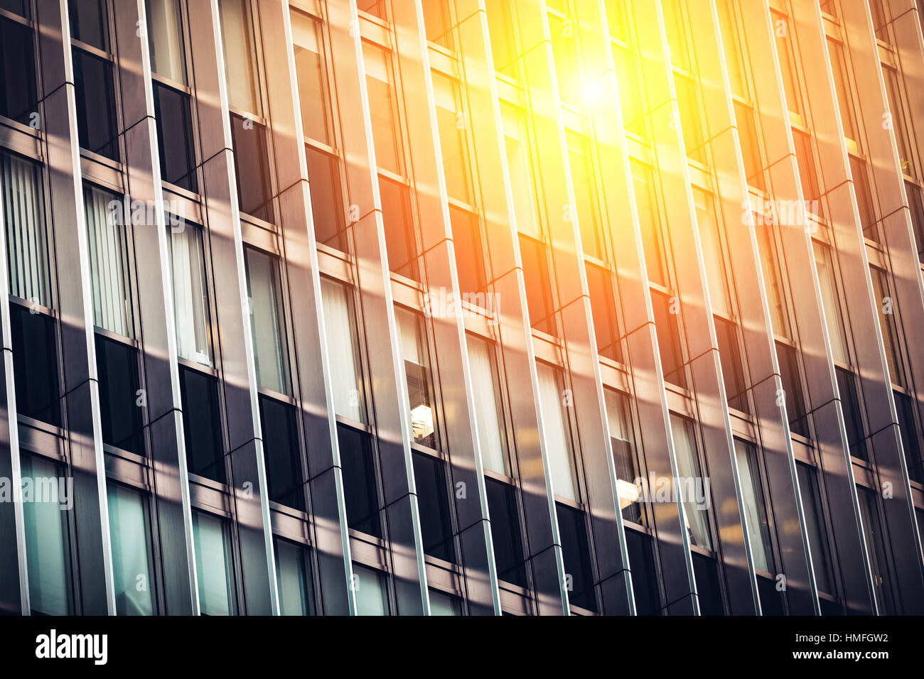 Sun Rays Reflection Modern office building with sun ray reflection from corner Stock Photo ...
