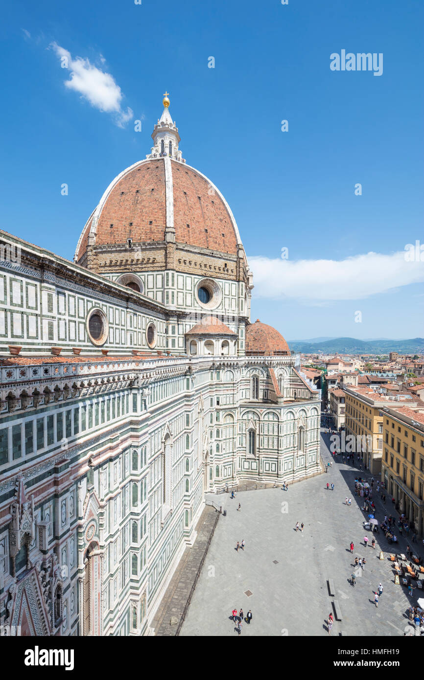 The ancient Duomo di Firenze built with polychrome marble panels and Brunelleschi's Dome, Florence, Tuscany, Italy Stock Photo