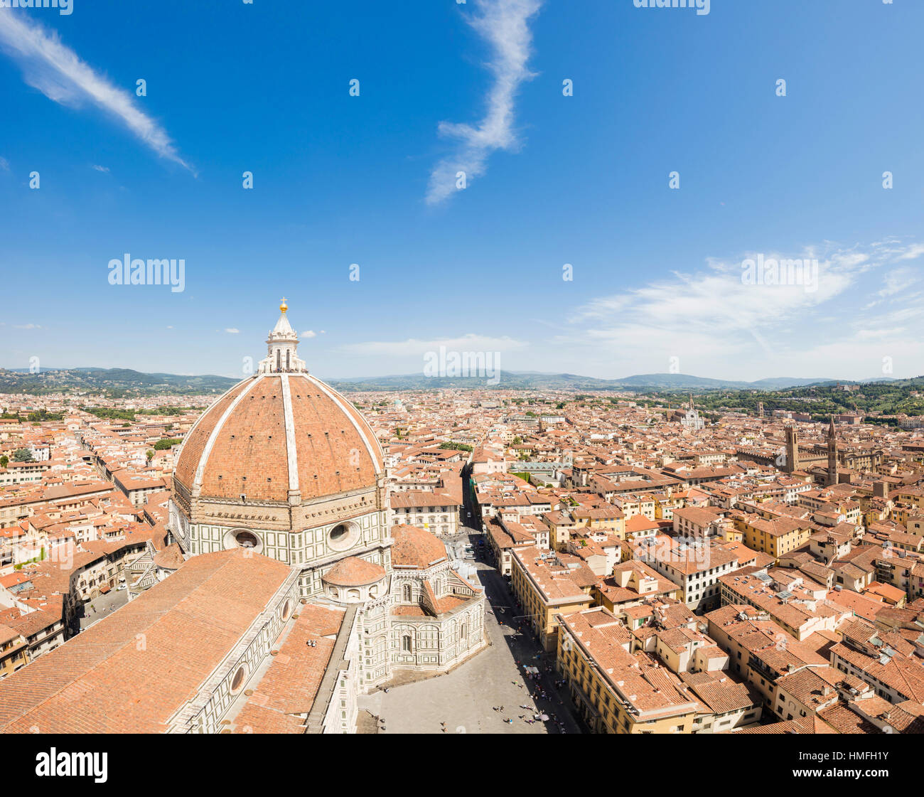 View of the old town of Florence with the Duomo di Firenze and Brunelleschi's Dome in the foreground, Florence, Tuscany, Italy Stock Photo