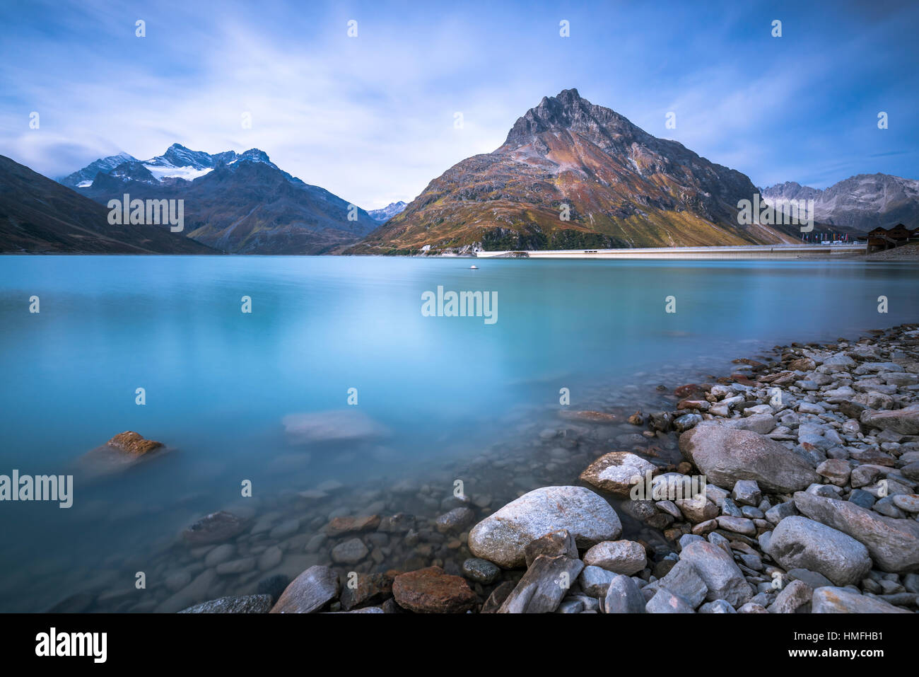 Lake Silvretta Stausee on the pass Bieler Hohe, Austrian Alps, Austria Stock Photo