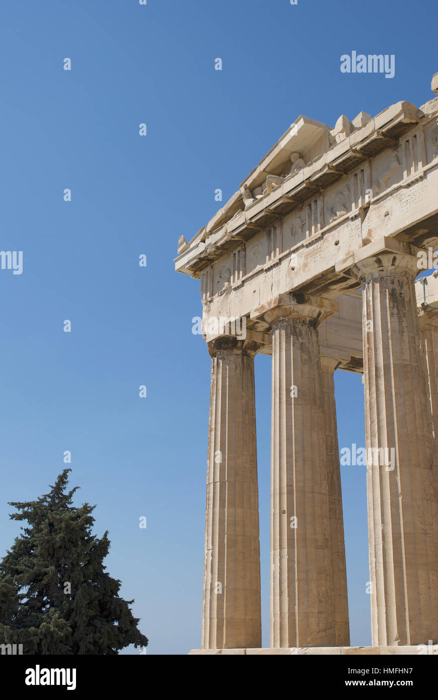 The pillars of the Parthenon in Athens, Greece. Stock Photo
