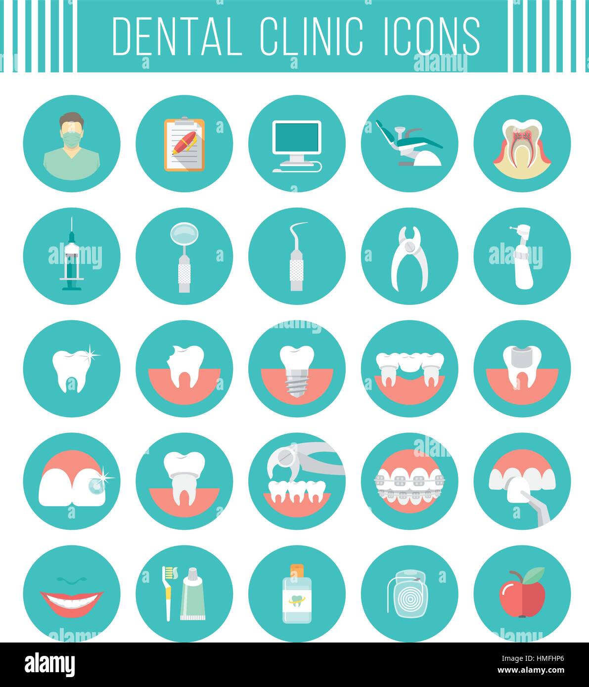 Set of modern flat vector conceptual icons of dental clinic services ...