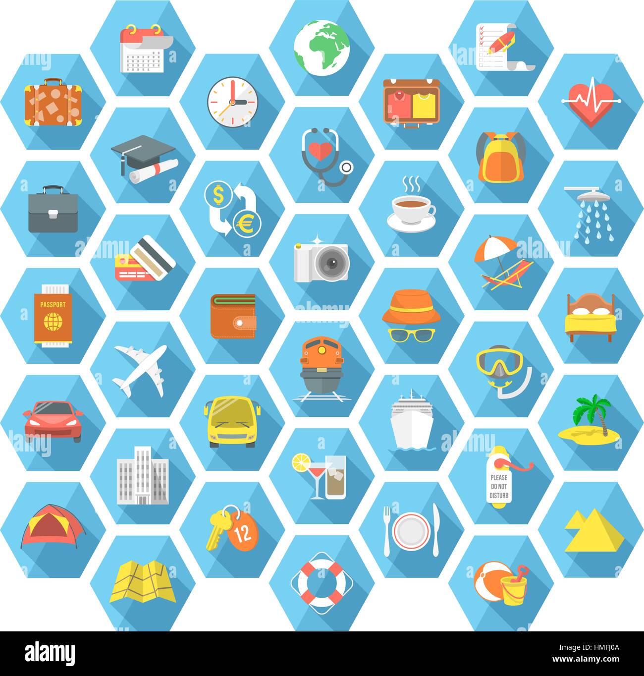 Set of modern flat design vector icons of travel, summer vacation ...