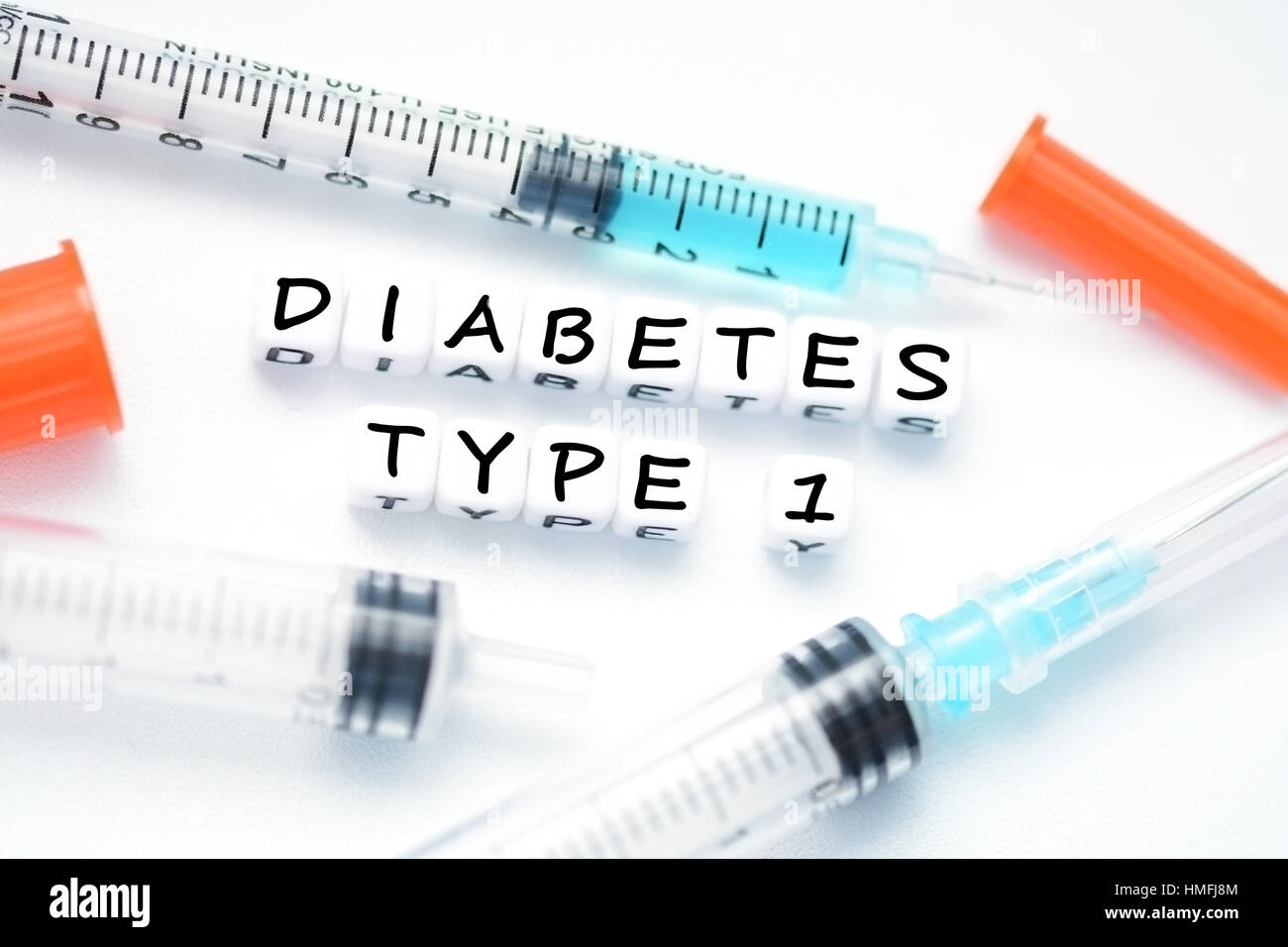 Type 1 diabetes concept suggested by insulin syringe Stock Photo