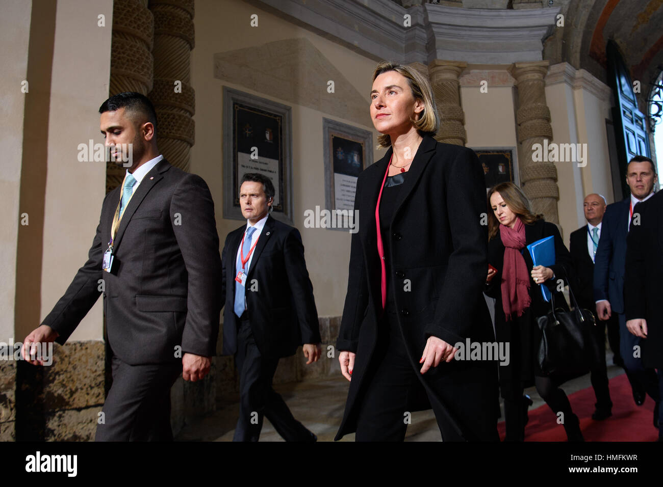 High Representative for Foreign Affairs and Security Policy, Federica Mogherini arriving at the at the Grandmaster's Palace in Valletta, Malta, for an informal summit. Stock Photo