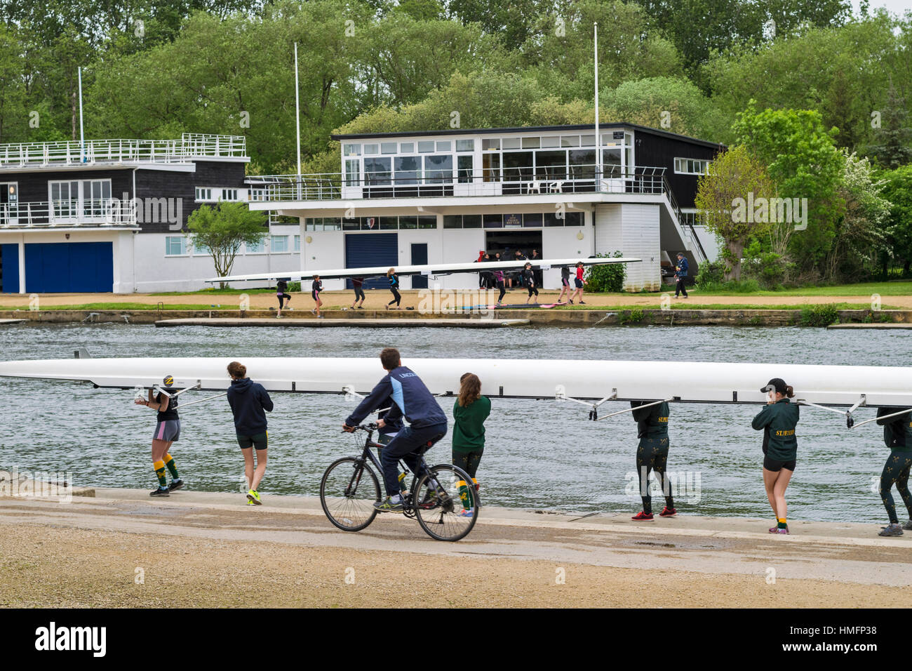 OXFORD UNIVERSITY ROWING TEAMS ON THE RIVER THAMES TEAM FROM ST PETERS