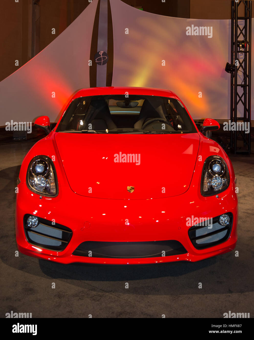 DETROIT, MI/USA - JANUARY 12: A 2014 Porsche Cayman S at The Gallery, an event sponsored by the North American International Auto Show (NAIAS) and the Stock Photo