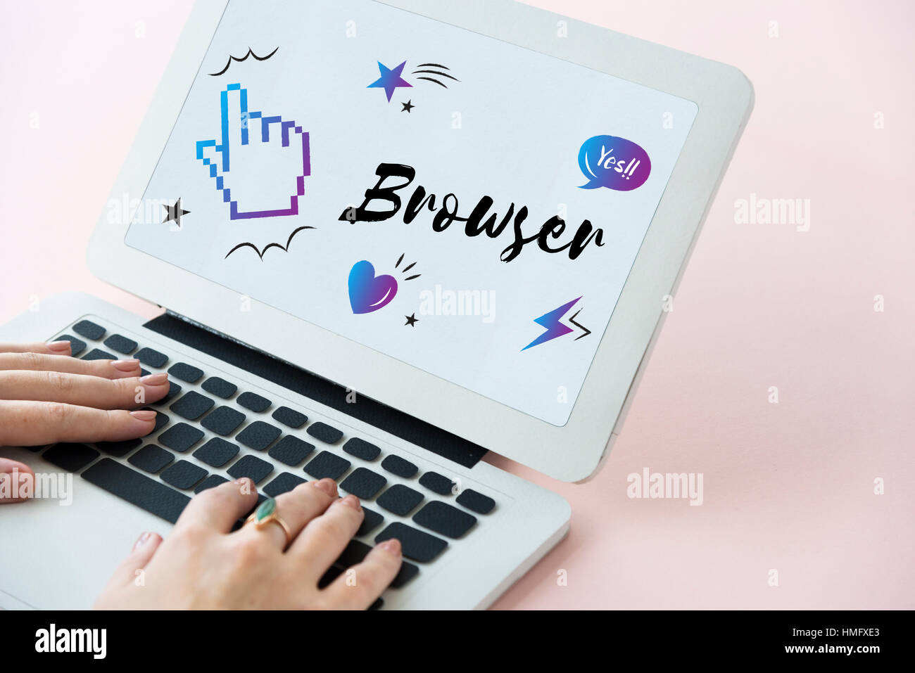 Mouse Pointer Hand Icon Technology Concept Stock Photo - Alamy