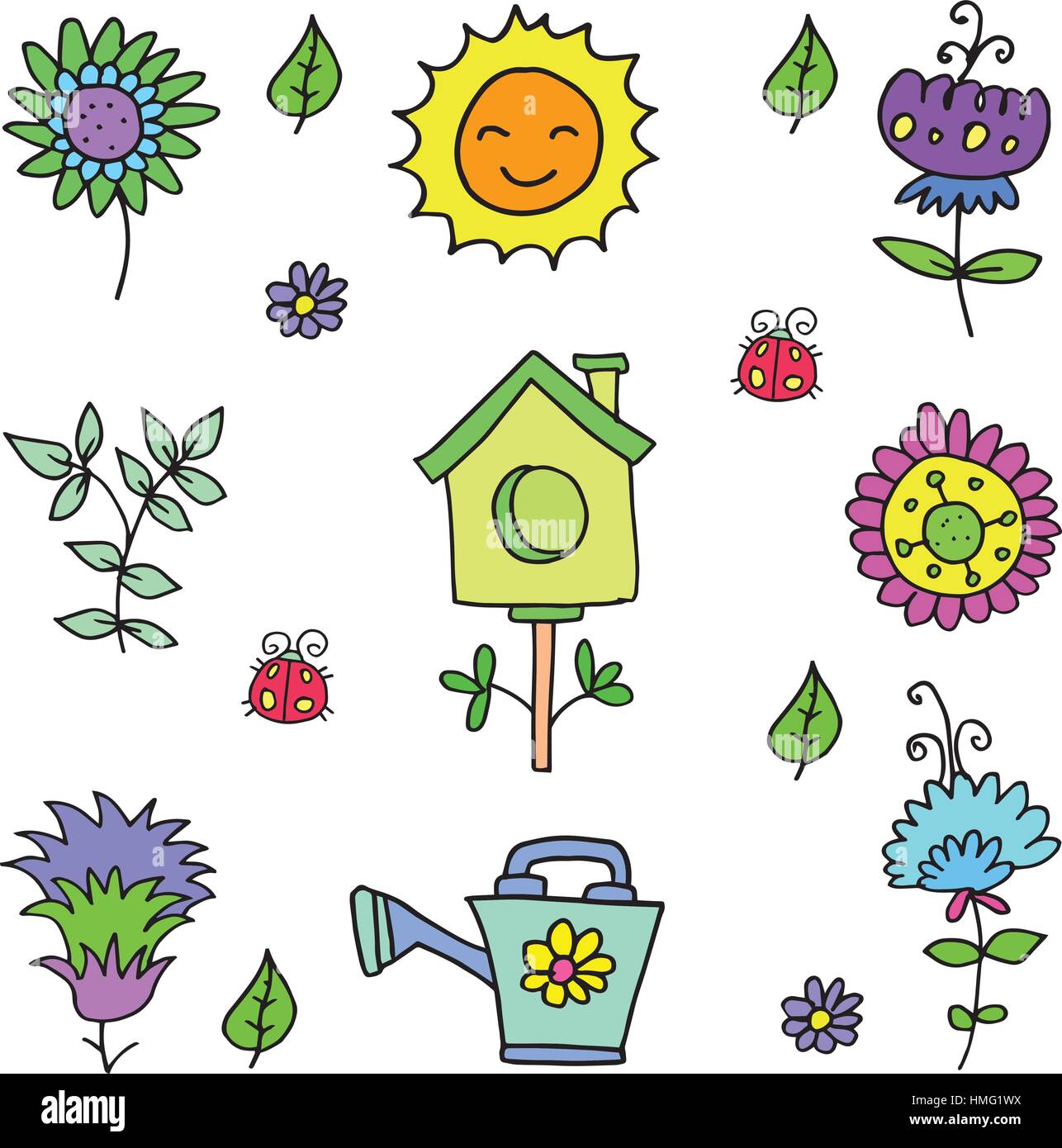 Vector art of spring set doodles Stock Vector Image & Art - Alamy
