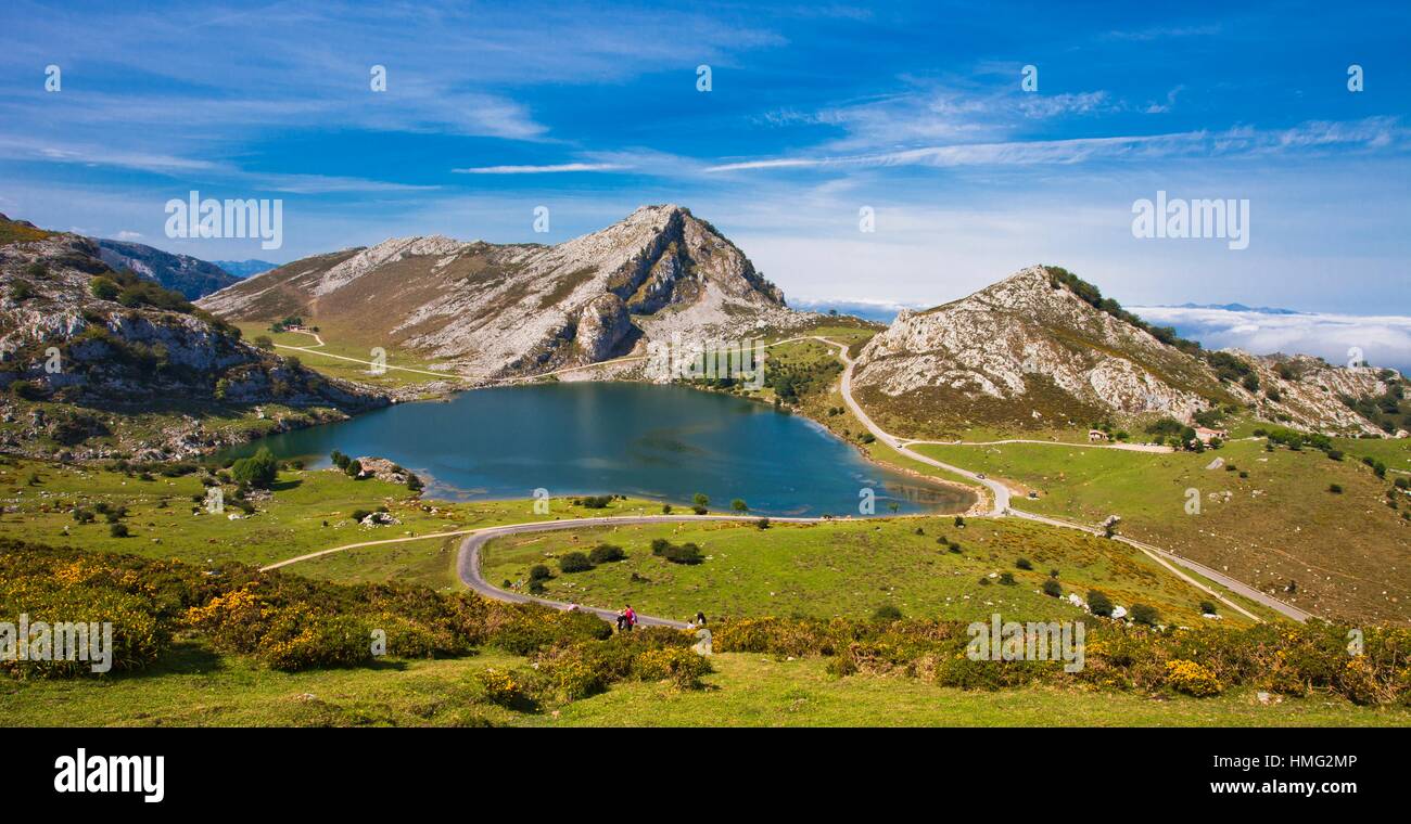 Enol Lake, The Lakes of Covadonga, Cangas de Onis Council, Peaks of