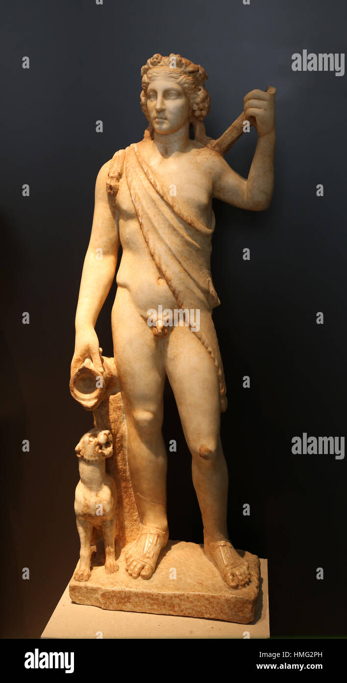 Bacchus. Marble. 2nd century. Aldaya (Valencia). National Archaeological Museum, Madrid. Spain. Stock Photo