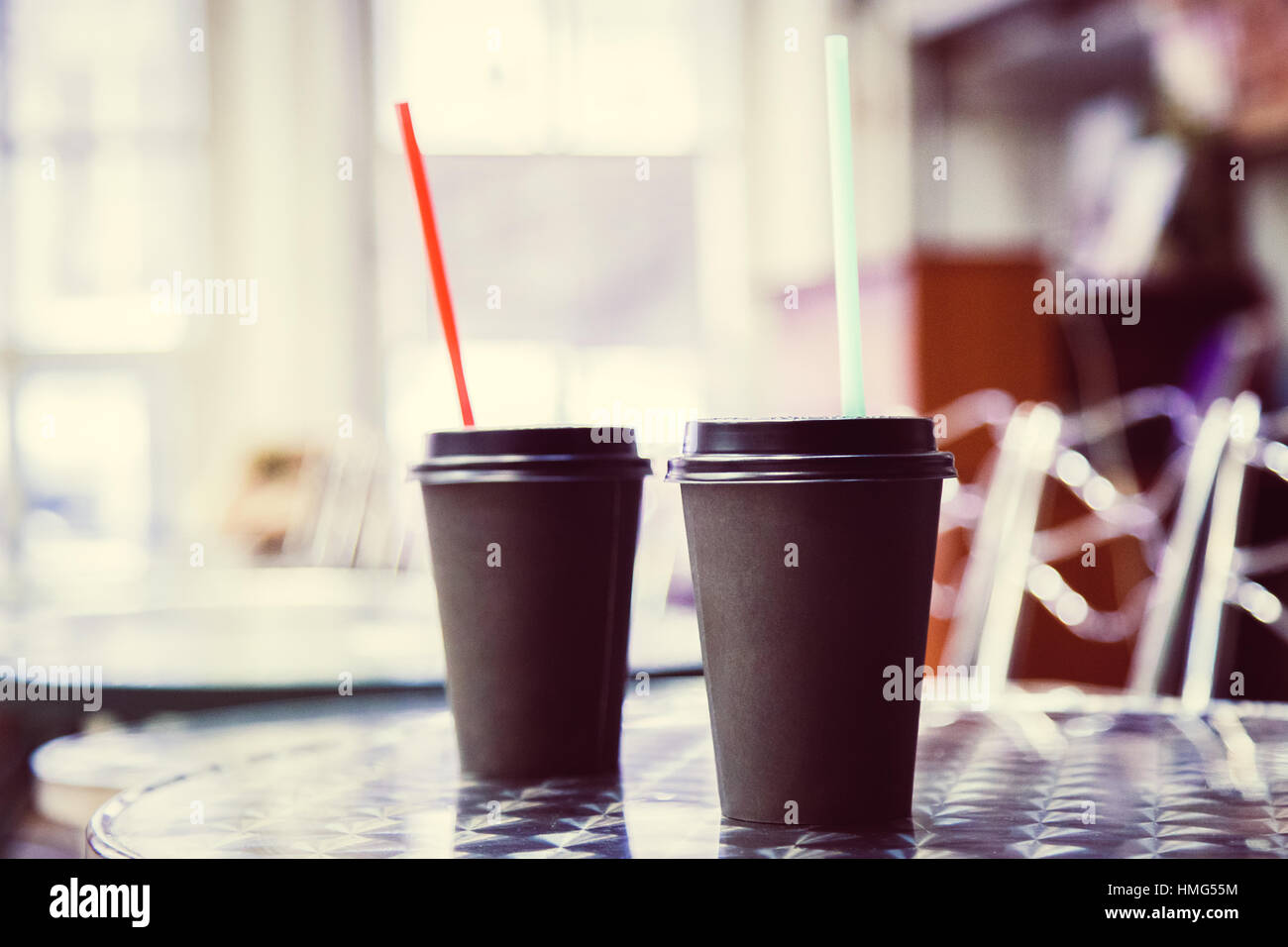 Black Paper Cup close-up. couple Stock Photo - Alamy