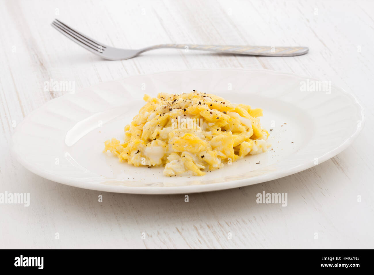 fast and nutritious scrambled eggs wholesome meal plate Stock Photo - Alamy
