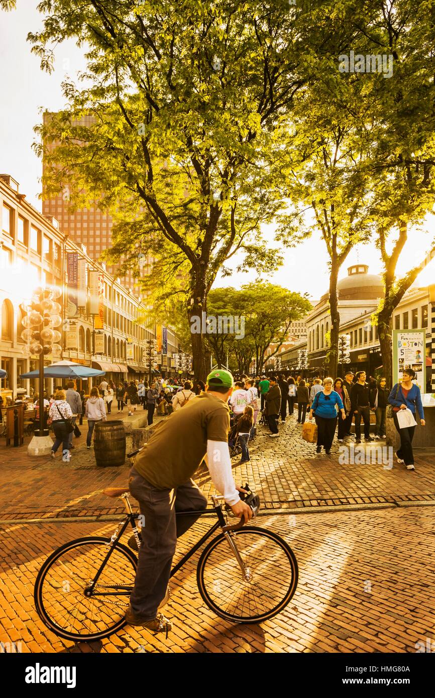 USA, Massachusetts, Boston. Bicycle in Faneuil Hall Marketplace (known