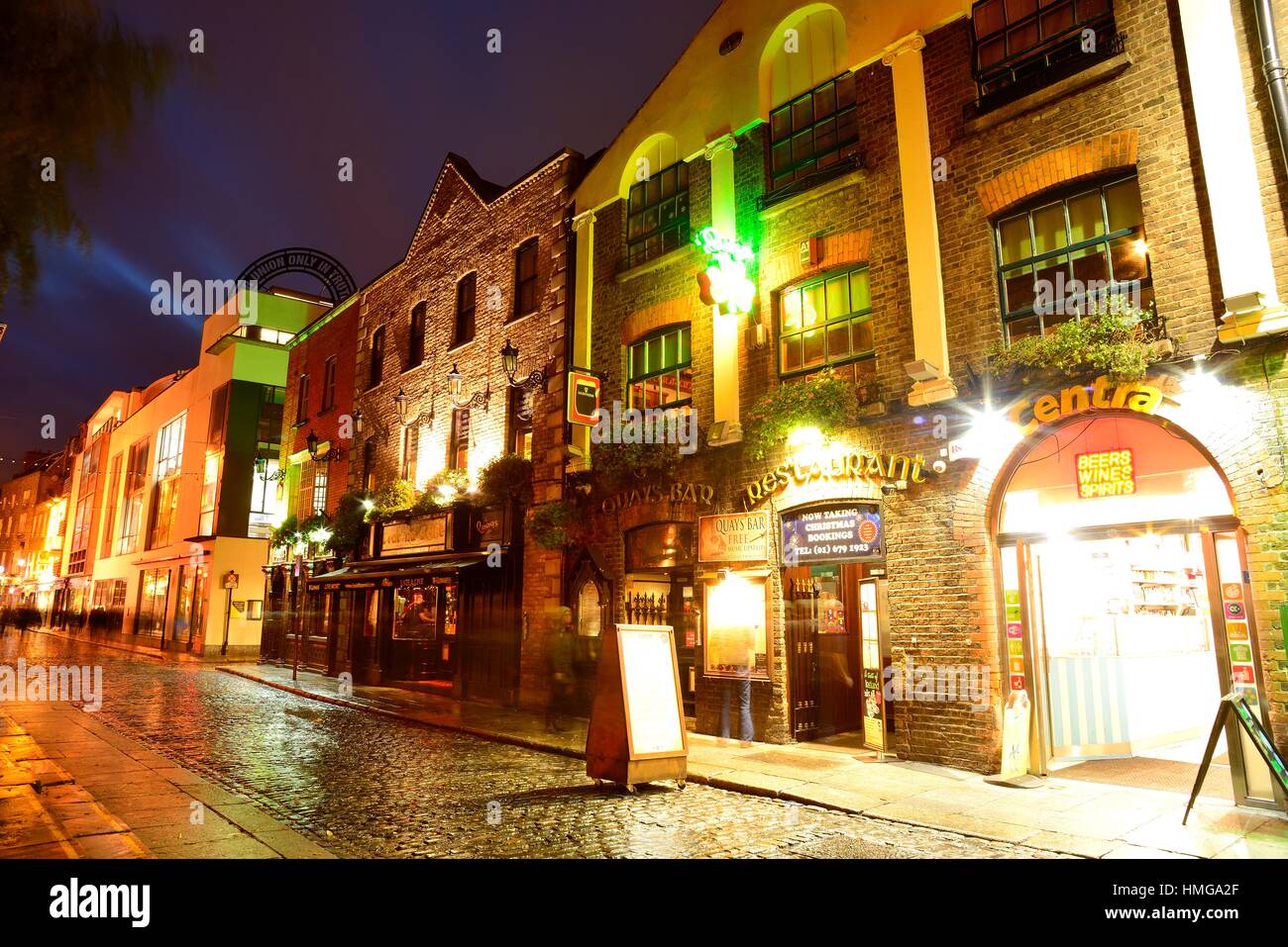 Pubs in Meeting House Square. Temple Bar, Dublin, Ireland Stock Photo