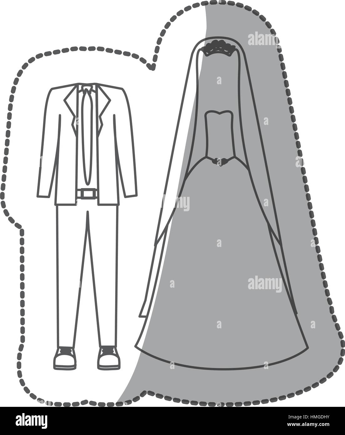 contour with costume wedding design vector illustration Stock Vector ...