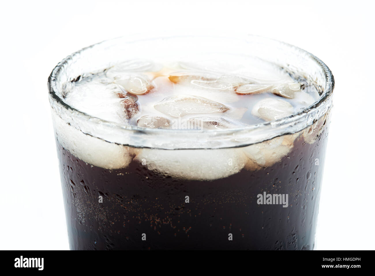 sweating cold glass with ice and soda close up Stock Photo Alamy