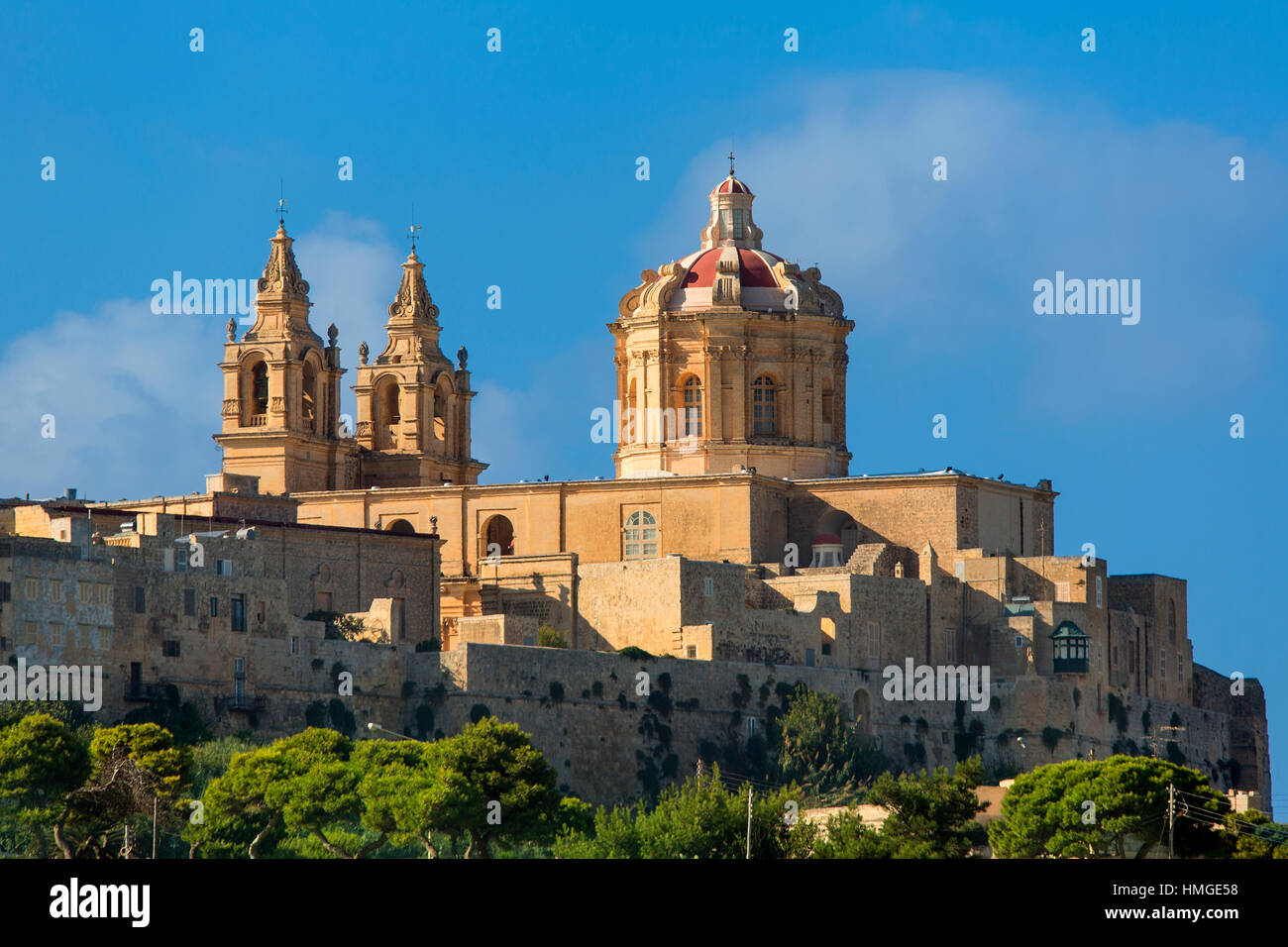 Malta, St. Peter & Paul Cathedral at Mdina Stock Photo