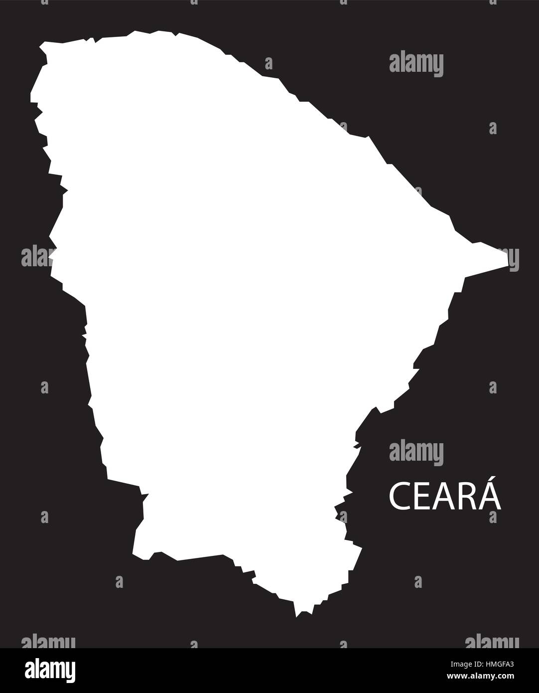 Ceara Brazil Map black inverted silhouette Stock Vector