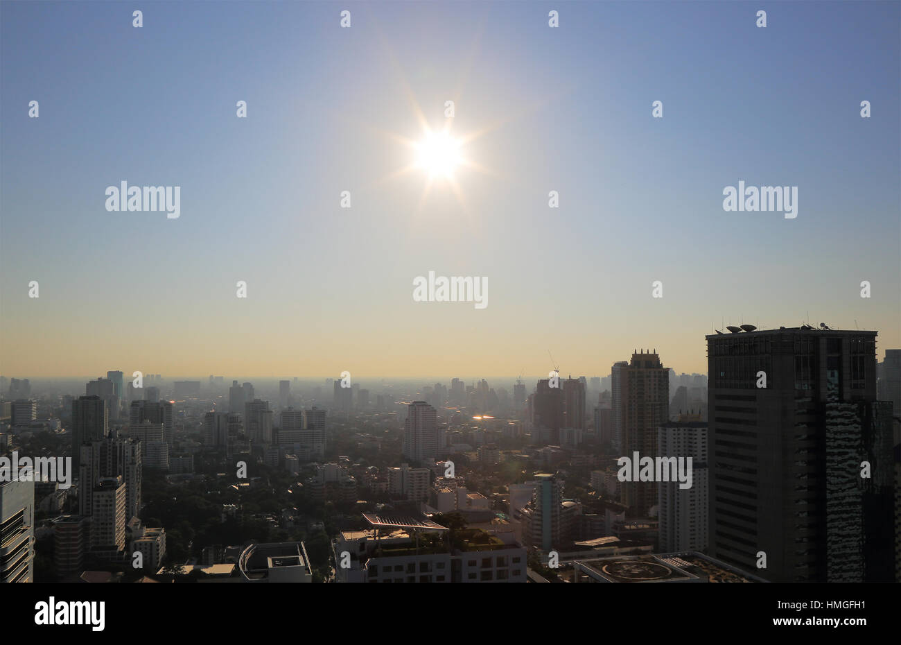Cityscape sunrise at morning time Stock Photo