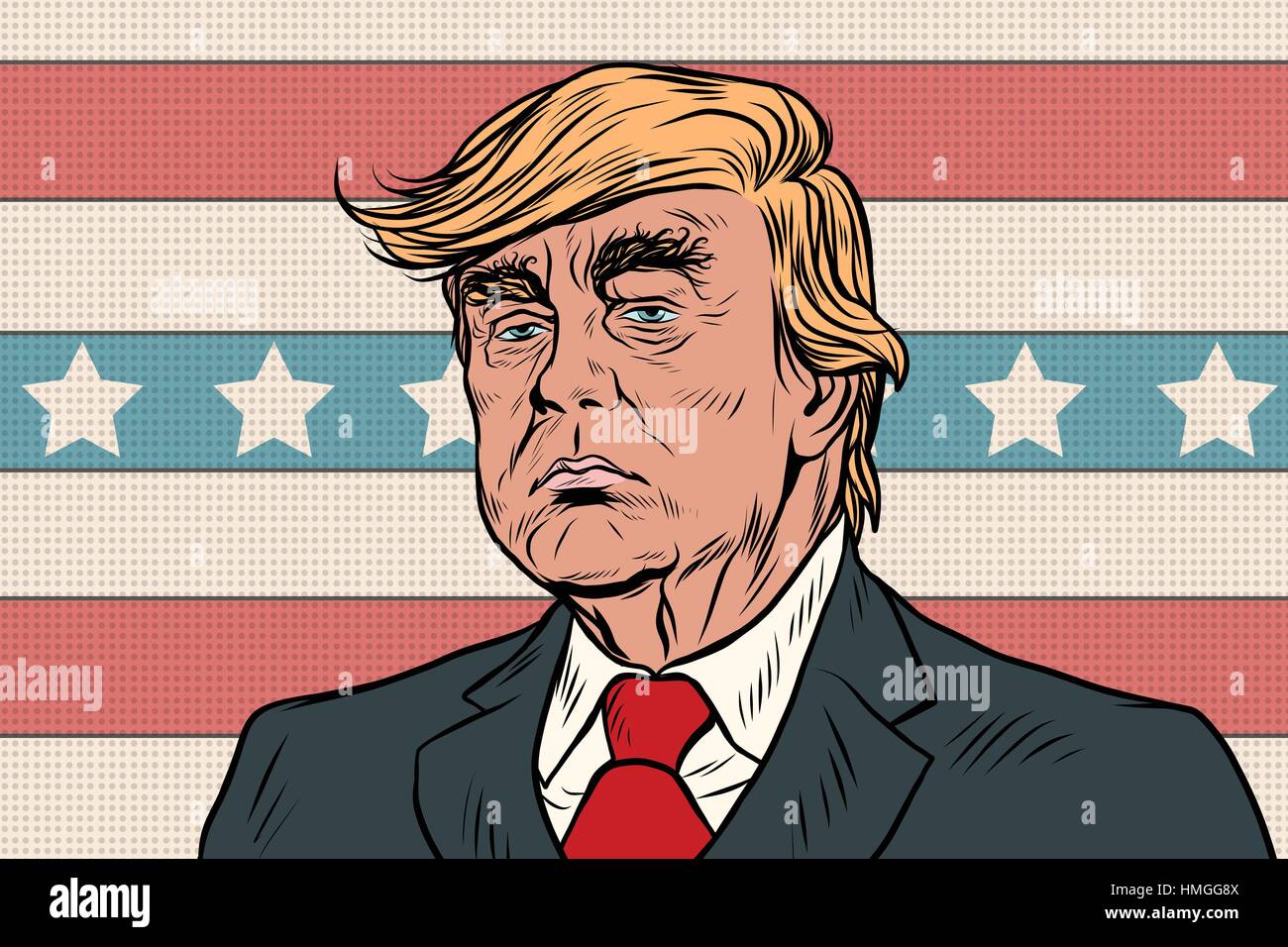 Donald Trump President of the United States cartoon pop art retr Stock Vector