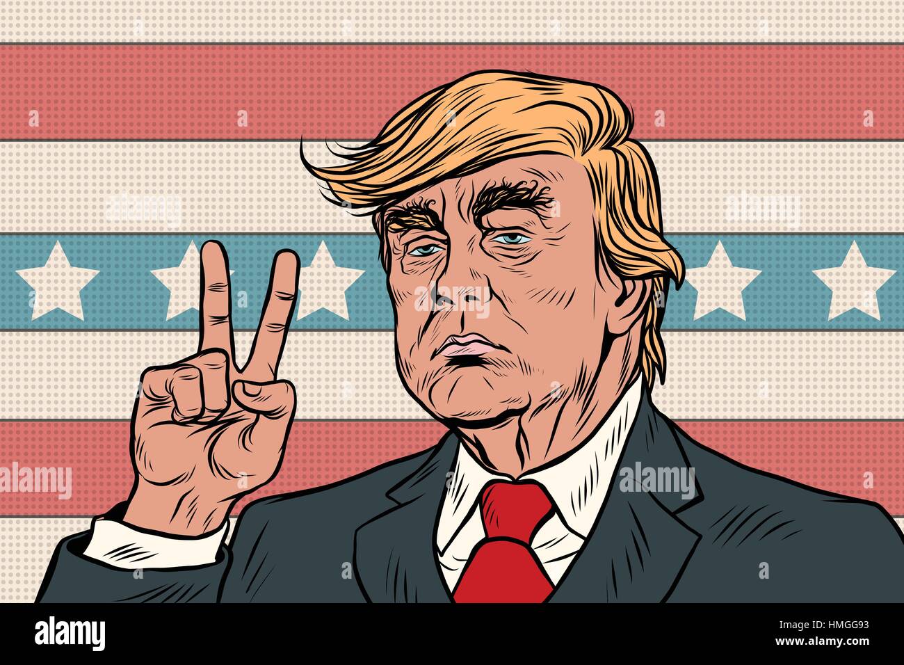 Donald Trump President, gesture of victory Stock Vector