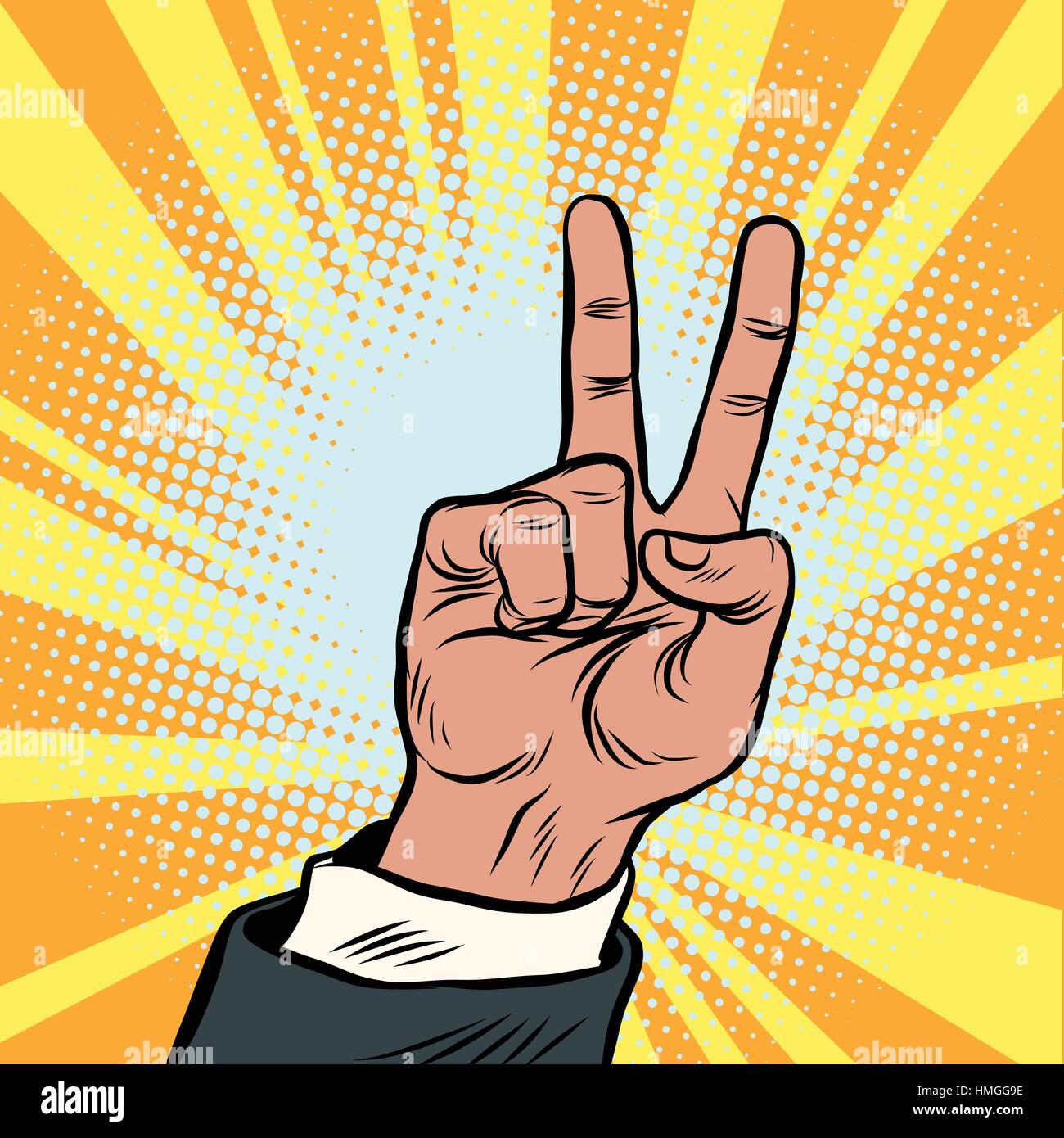 The hand gesture of victory Stock Vector