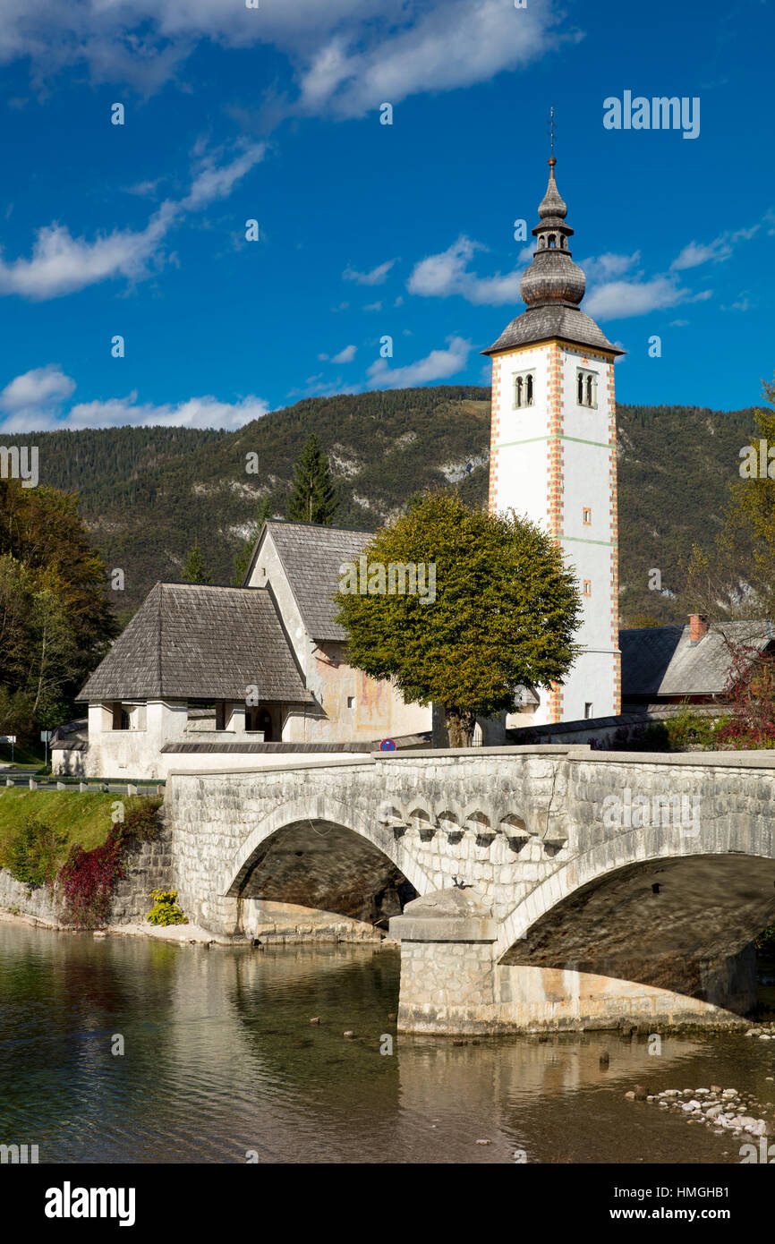 St John the Baptist Church on Lake Bohinj in Ribcev Laz, Upper Carniola ...