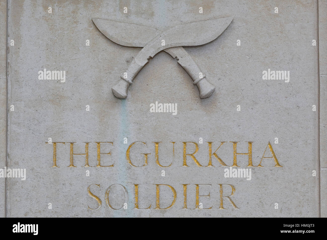 Statue of a Gurkha soldier a tribute to the British Army's Gurkha Regiment, Whitehall London England UK Stock Photo