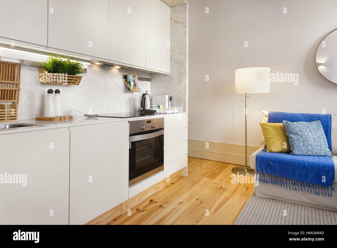 Kitchenette Module With Hardwood Floors Stock Photo - Alamy