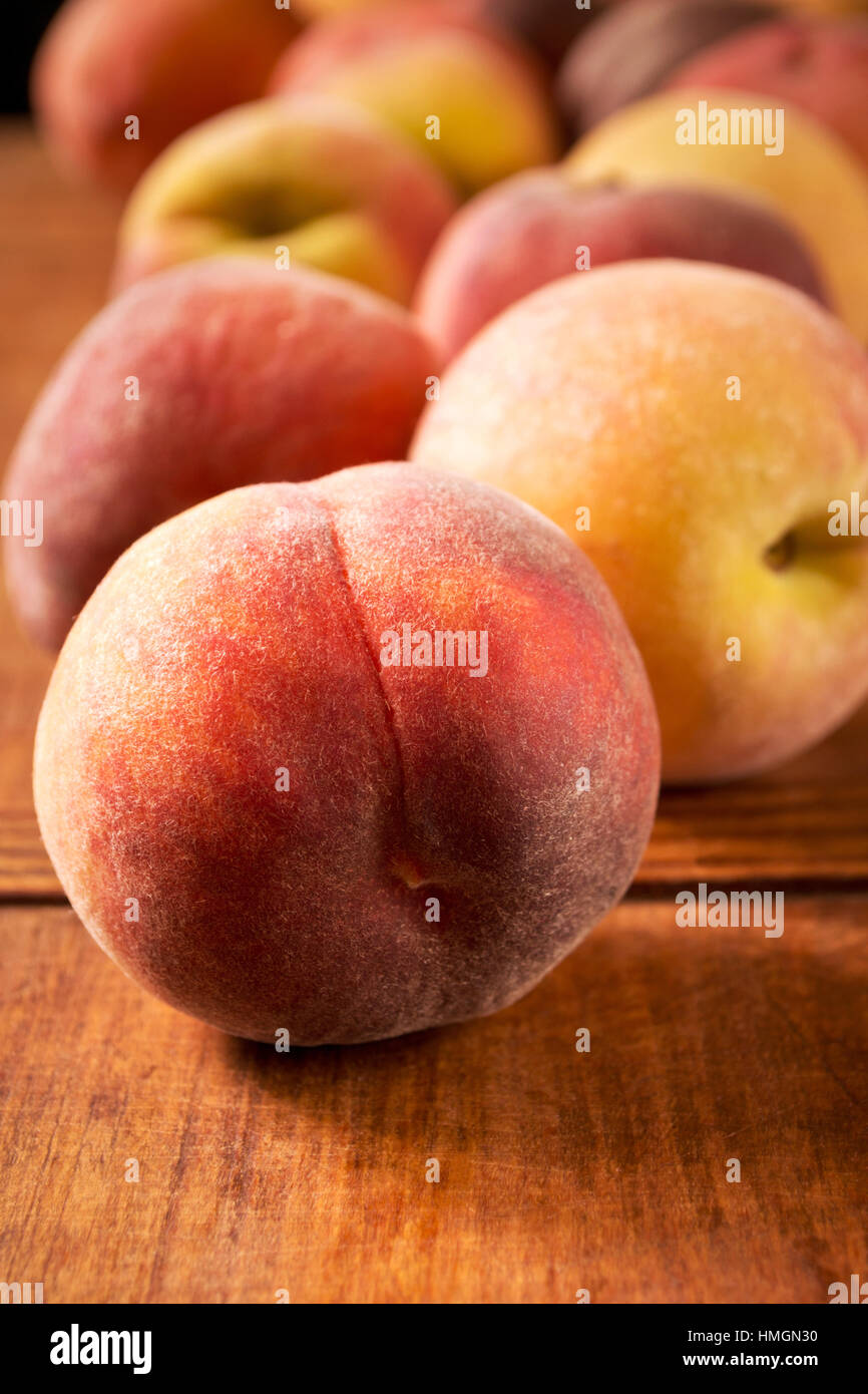 Velvety peaches closeup Stock Photo