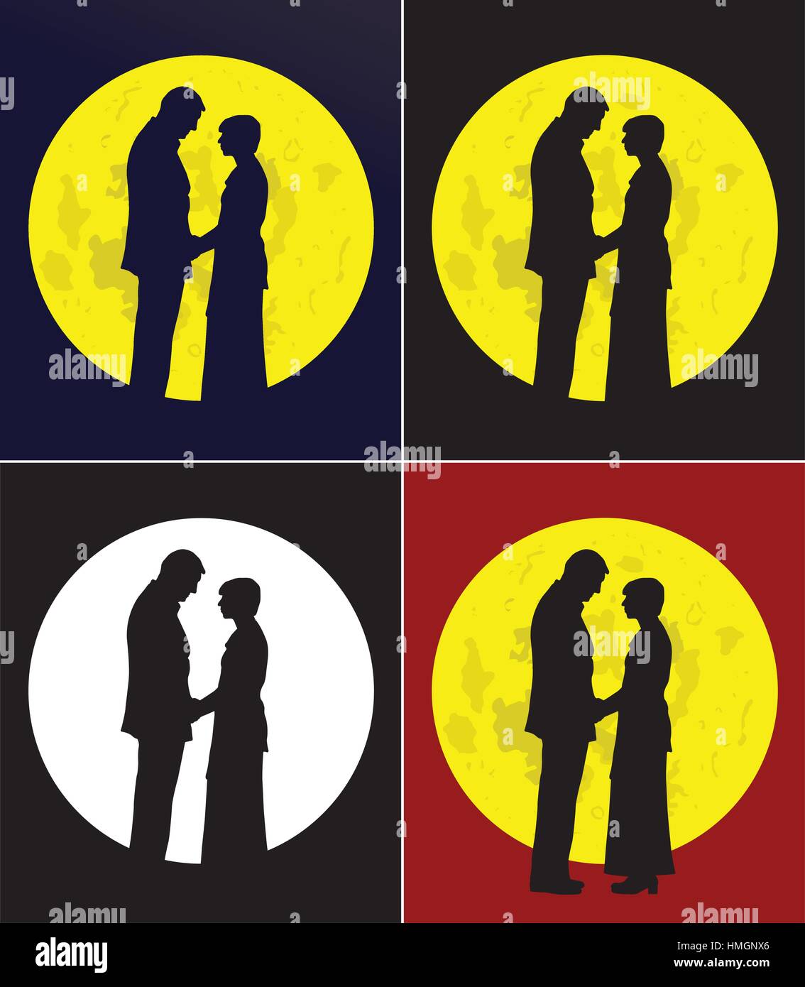 Couple and full moon Stock Vector Image & Art - Alamy