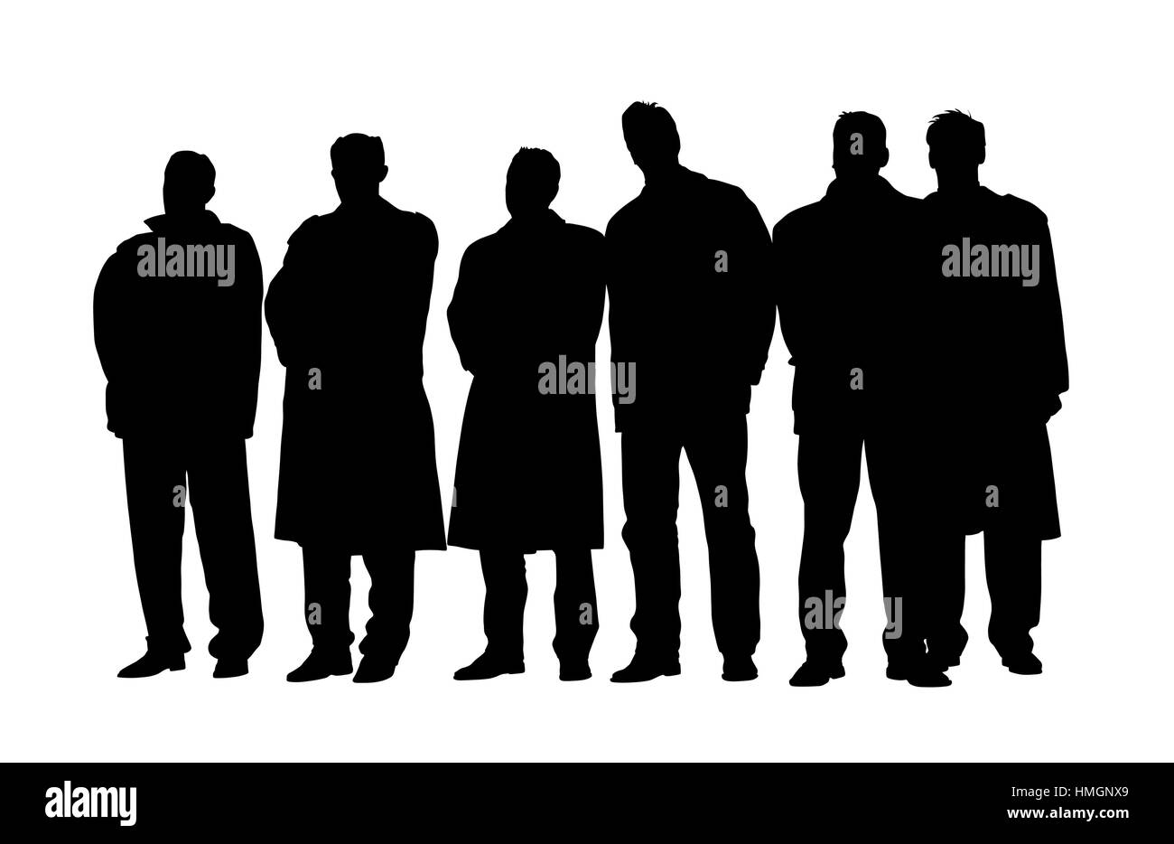 Group of business people in winter coats and jackets at a meeting Stock Vector