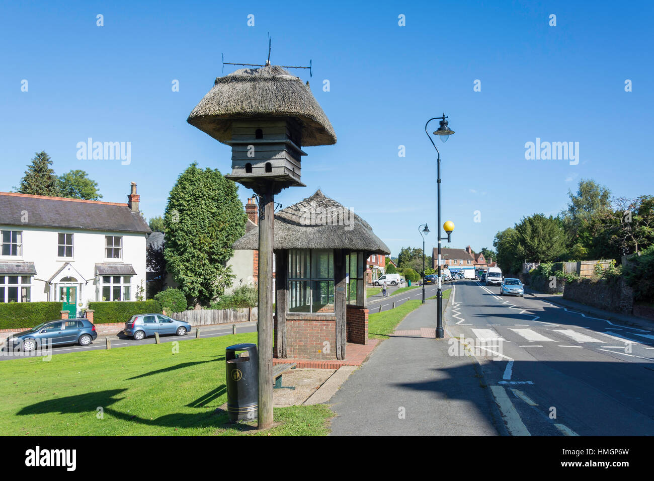 Bus stop at Westcott Green, Guildford Road, Westcott, Surrey, England, United Kingdom Stock