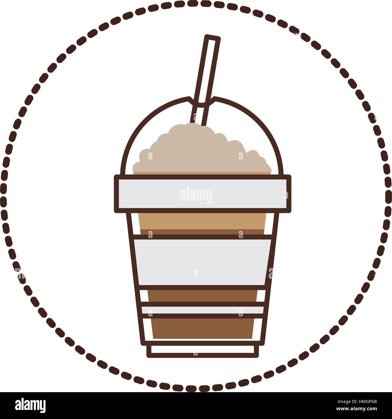 sticker circular shape with glass disposable of cappuccino with Skinny ...