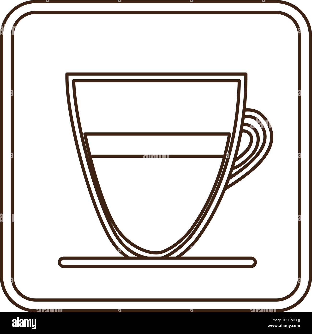 monochrome contour in square frame with coffee cup vector illustration ...