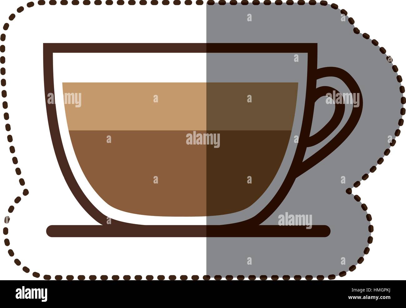 silhouette color sticker with coffee cup close up vector illustration ...