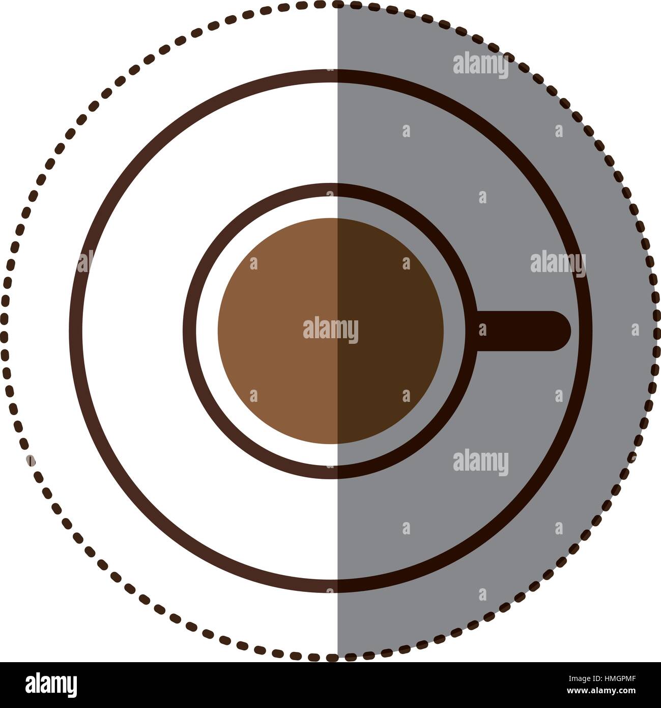 silhouette color sticker with coffee cup top view vector illustration ...