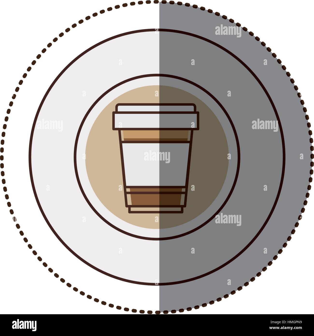 color sticker in circular frame with glass of cappuccino vector ...