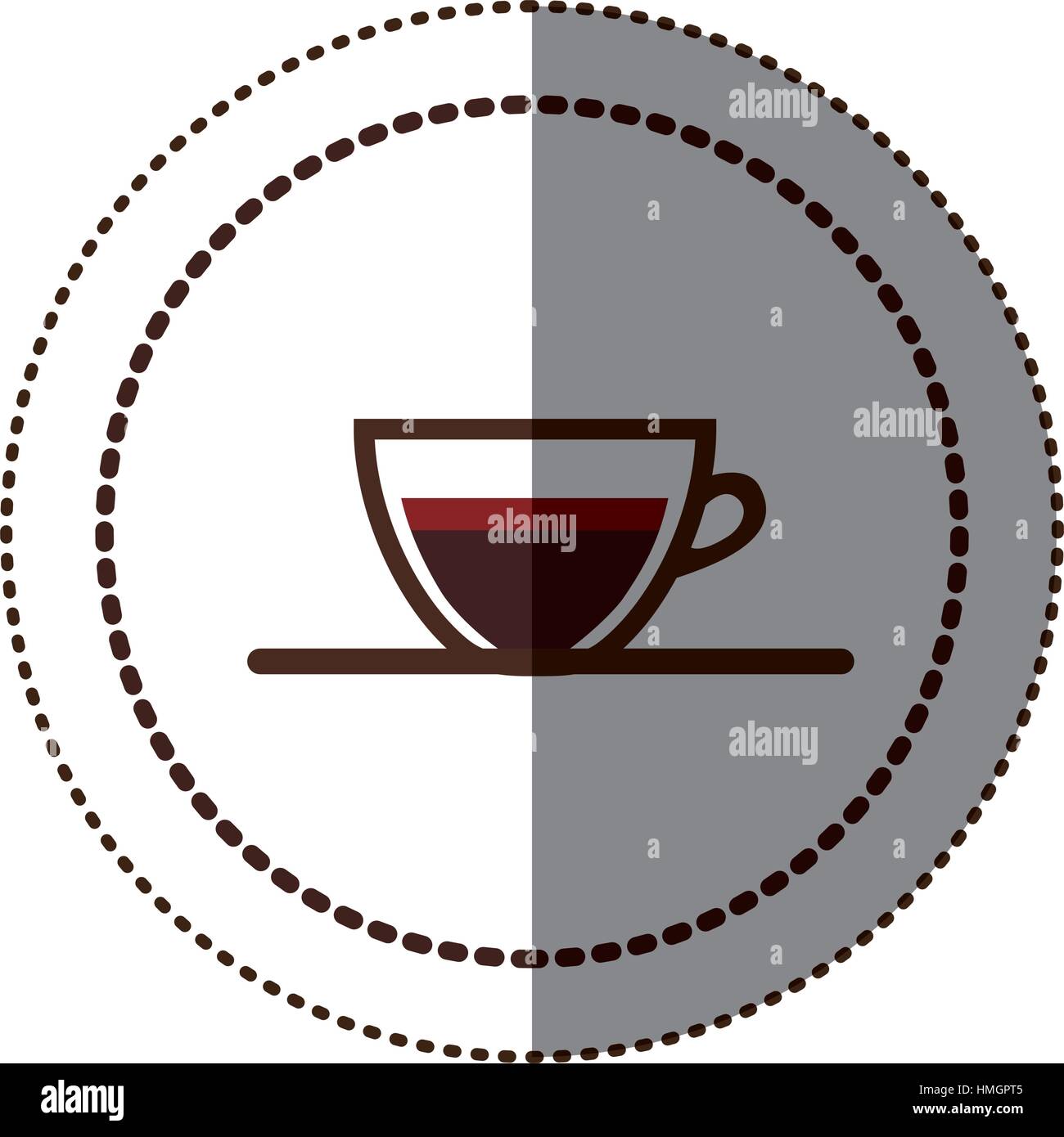 color sticker in circular frame with coffee cup vector illustration ...