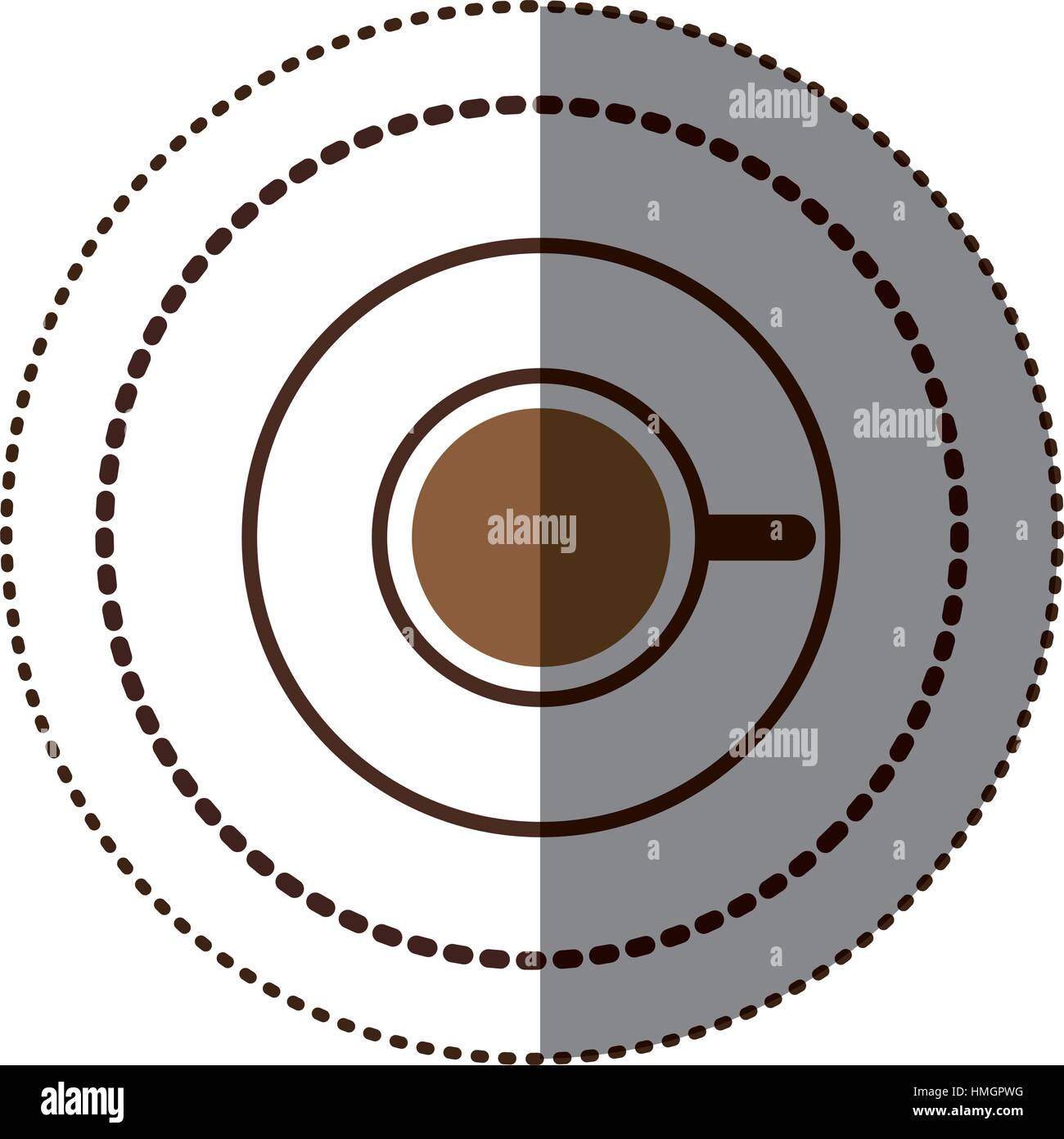 color sticker in circular frame with coffee cup top view vector ...