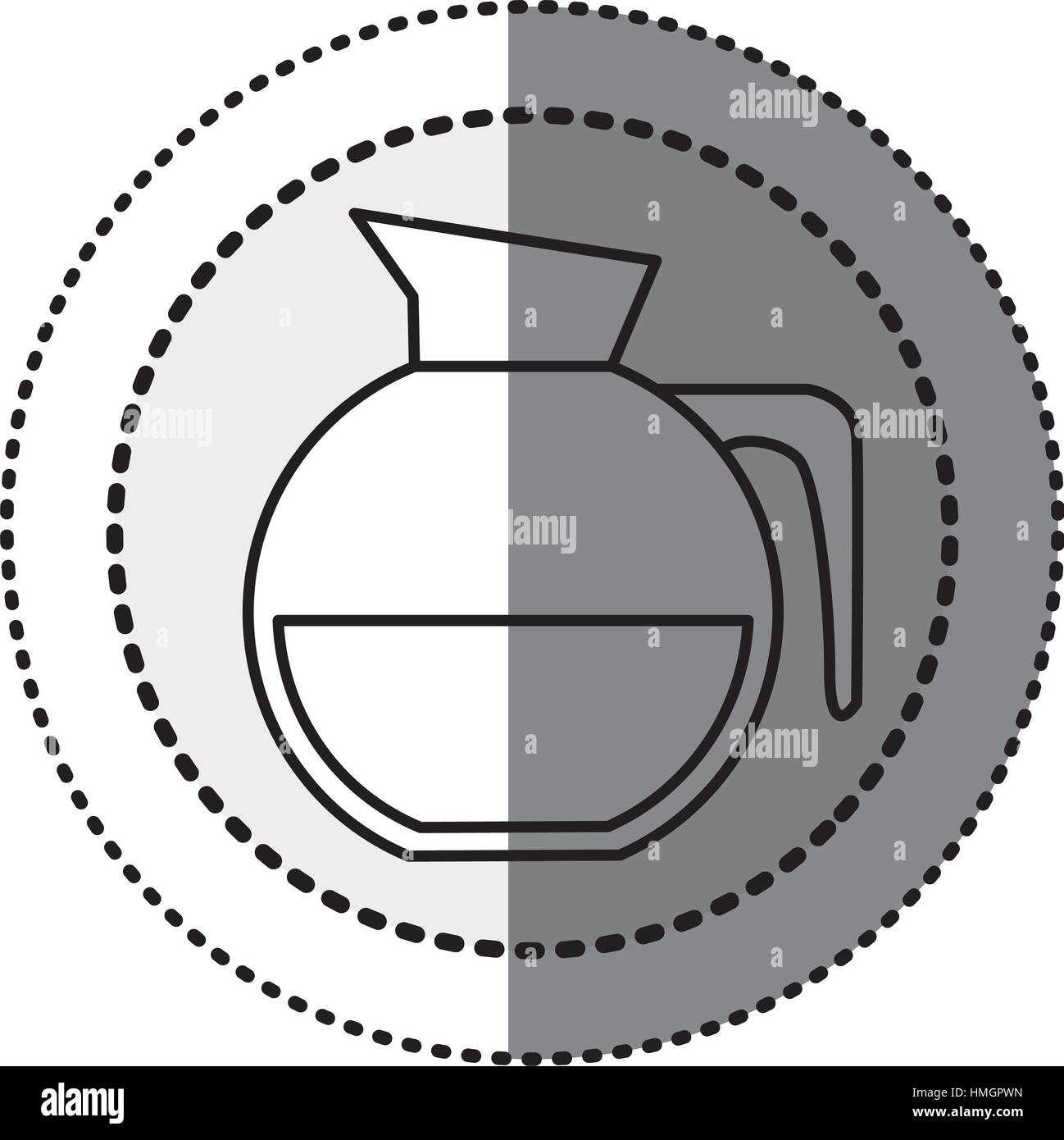 monochrome sticker contour in circular dot line with rounded glass jar ...