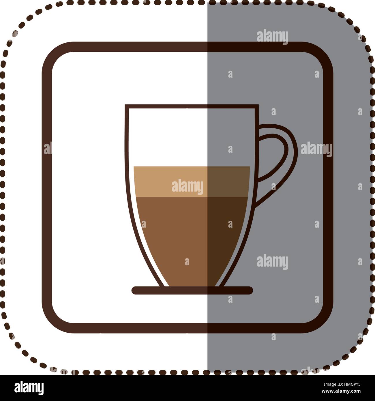 color sticker silhouette in square frame with glass jar of coffee with ...