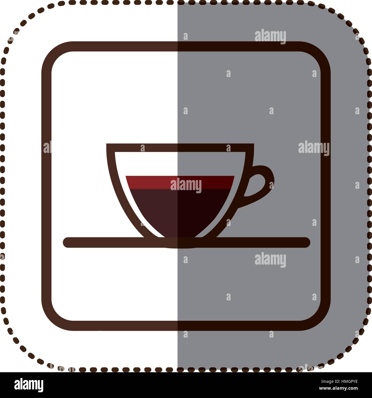 color sticker silhouette in square frame with coffee cup vector ...