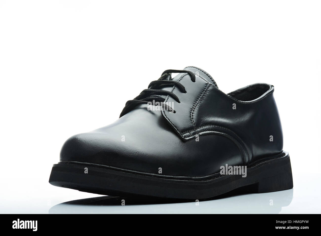 black classic leather men shoe on white background Stock Photo - Alamy