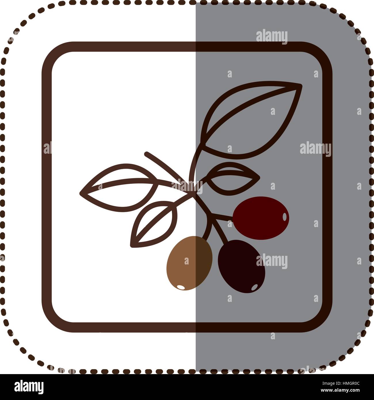 color sticker silhouette in square frame with coffee tree branch vector ...