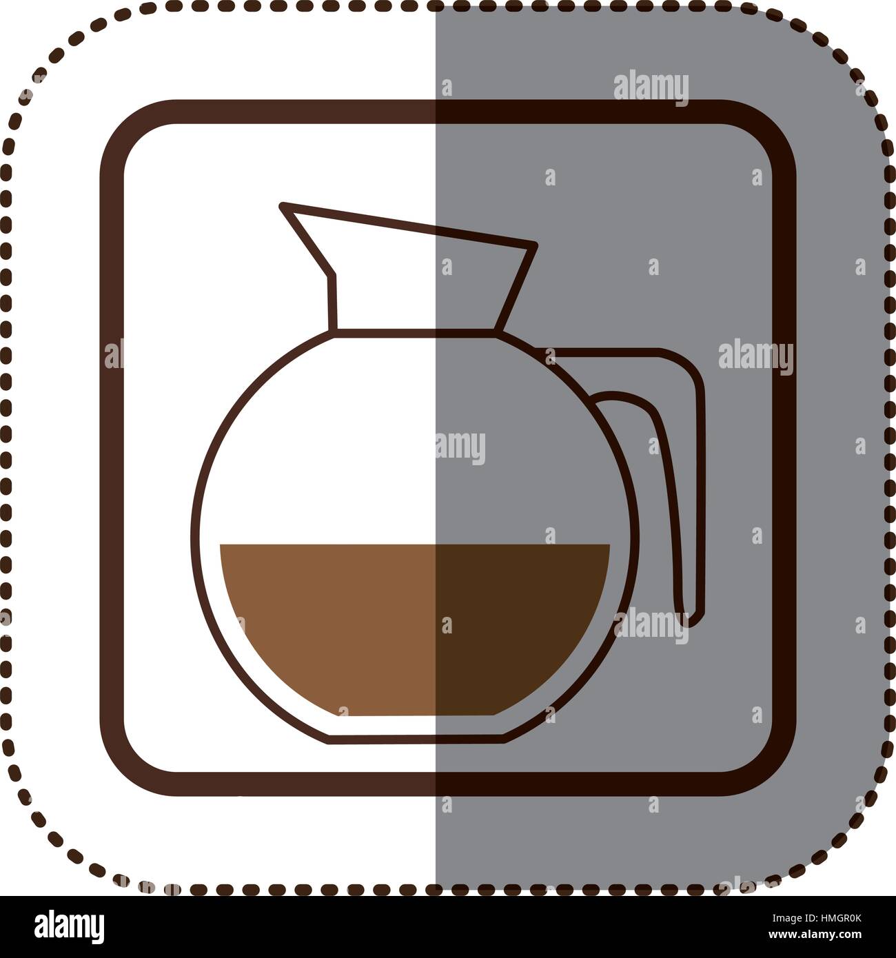 color sticker silhouette in square frame with rounded glass jar of ...