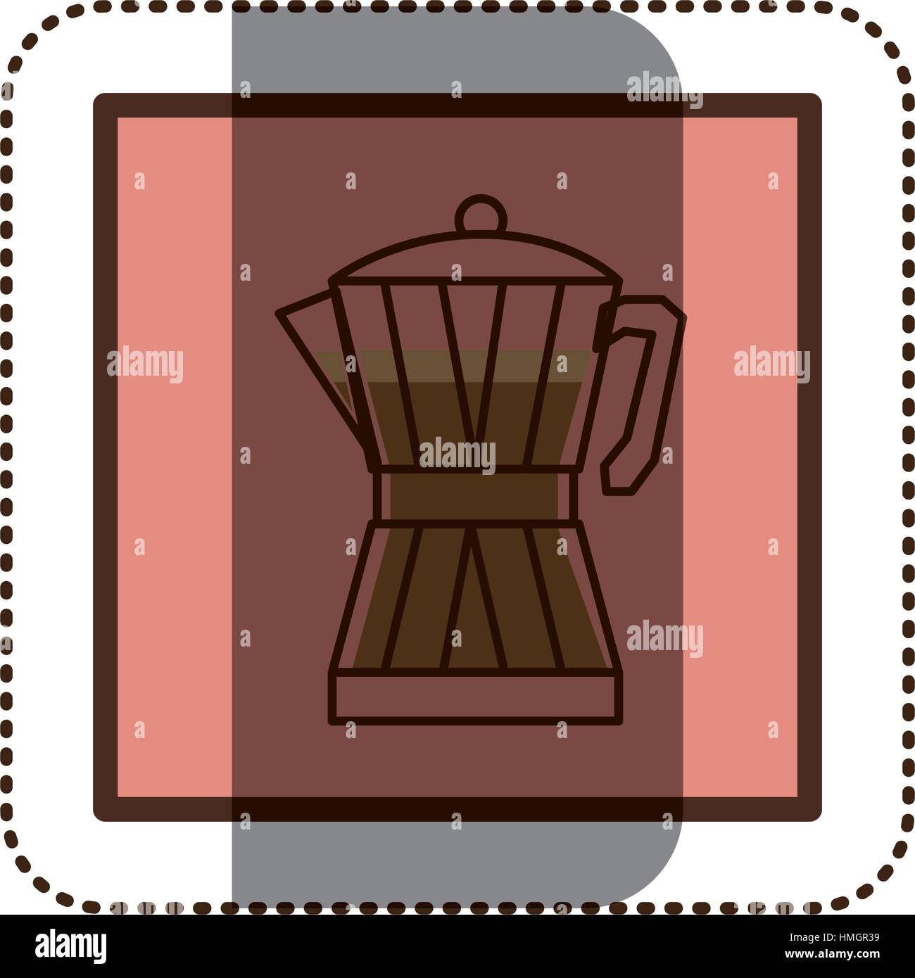 color sticker silhouette in square frame with glass jar of coffee with ...